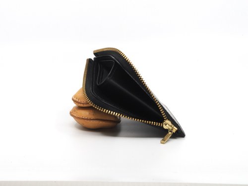 L-shaped zipper short clip coin purse classic black can be