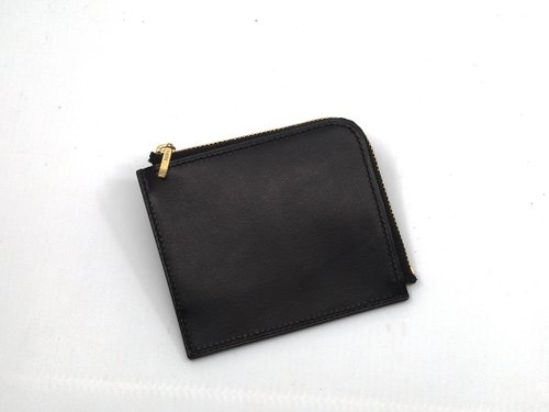 L-shaped zipper short clip coin purse classic black can be