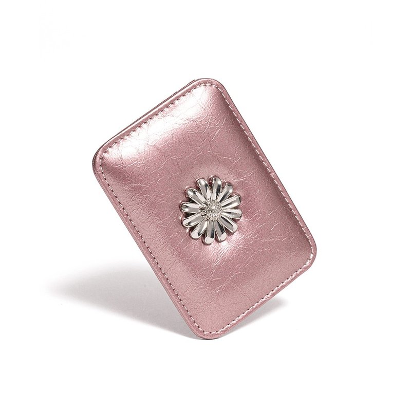 Daisy Slim Mini Transportation Card Wallet rose gold - Wallets - Genuine Leather Transparent