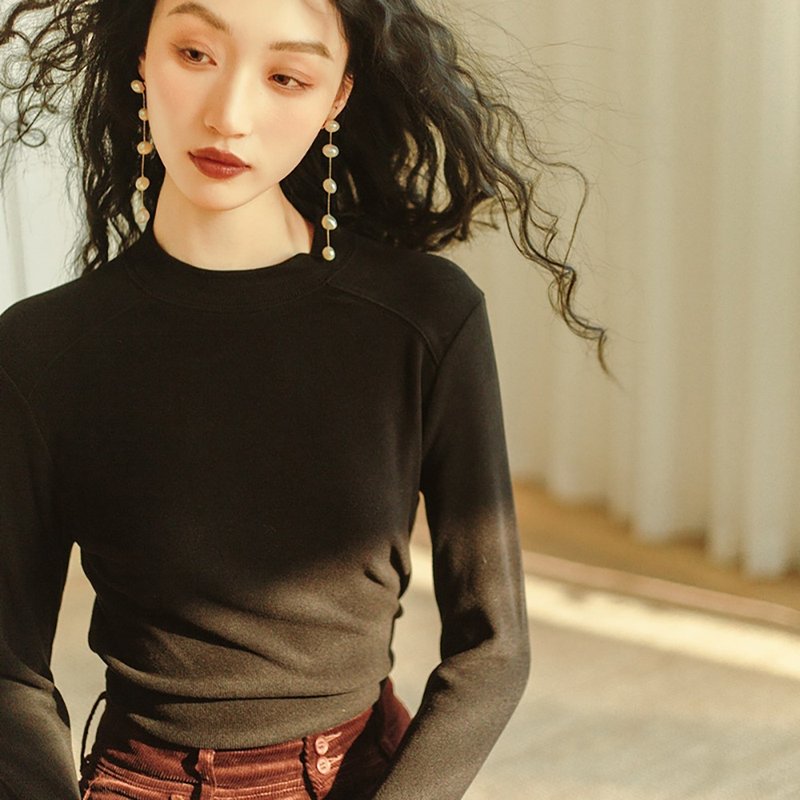 雙面絨醋酸羊毛打底衫D2HSYS057 - 女上衣/長袖上衣 - 其他材質 多色