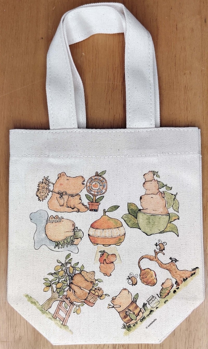 Beverage bag/canvas bag/reusable bag/carrying bag/shoulder bag Capybara I (can hold hand-cranked drinks) - Handbags & Totes - Other Materials Multicolor