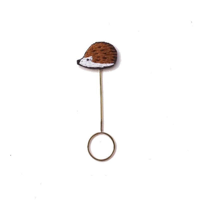 Hand-embroidered metal ring ring bookmark-hedgehog - ที่คั่นหนังสือ - งานปัก 