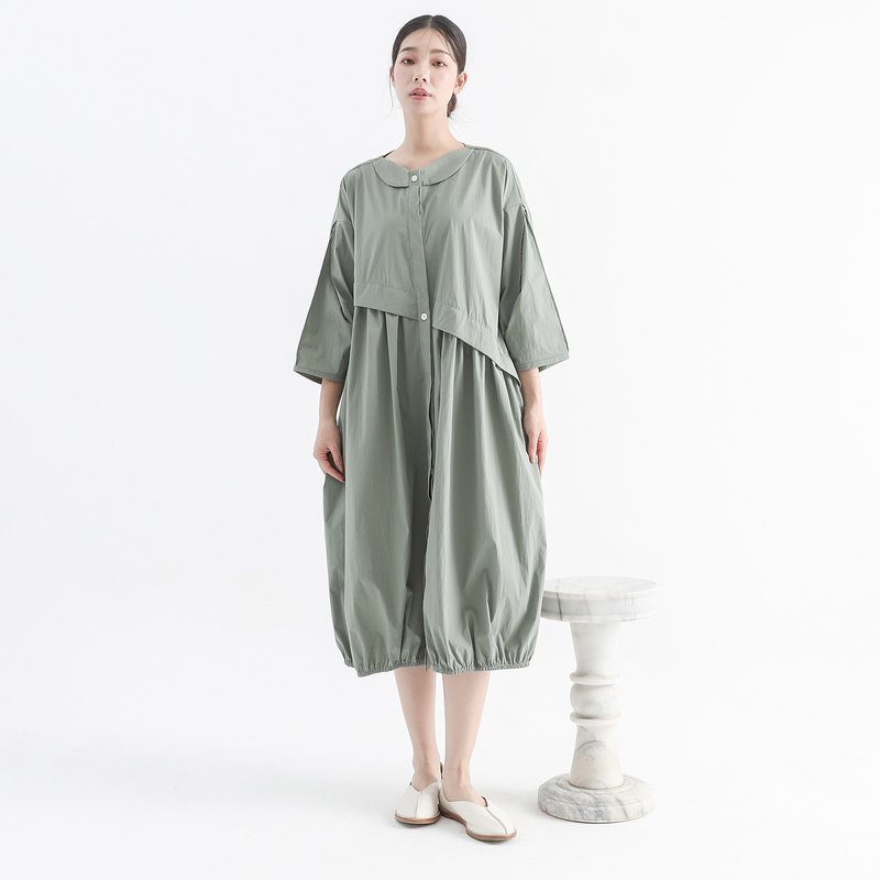 Gupan_Gupan wide dress_23AF101_green - One Piece Dresses - Polyester Green