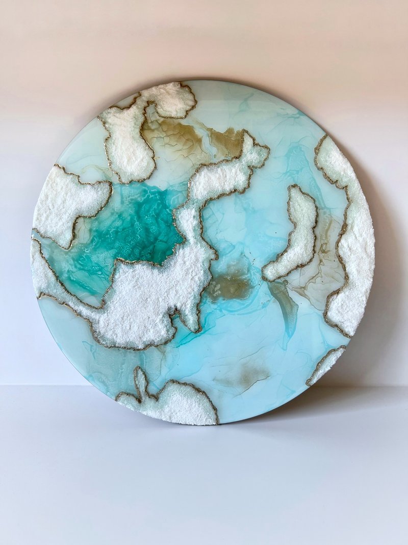 Aizen Beach wall clock, resin ocean clock with sea shell 壁飾 掛鐘 藍染 女 禮物 入厝禮物 - 時鐘/鬧鐘 - 樹脂 藍色