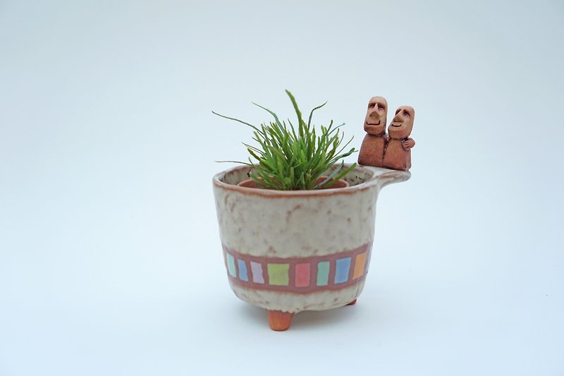 Plant pot with Moeyes ,cactus,ceramics,pottery,handmade - Plants - Pottery Multicolor