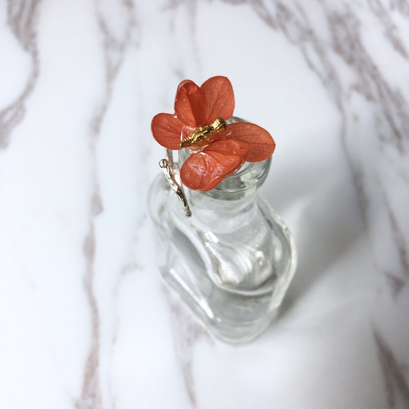 Bird flowers floral :: three-dimensional non-flowering immortality flower tile red hydrangea ring ring refer to RING - General Rings - Plants & Flowers Orange