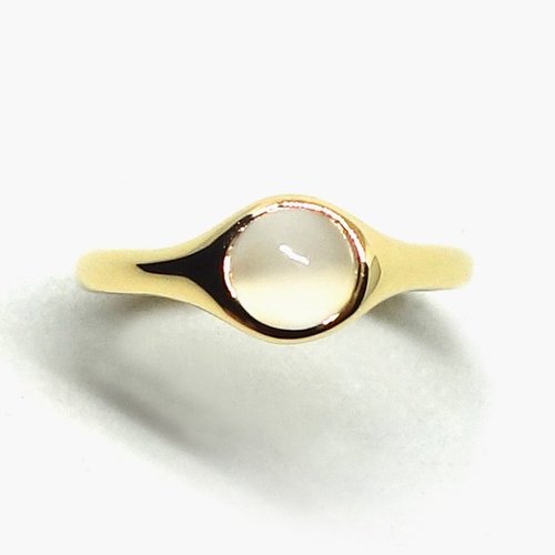 K18YG Minimal moonstone ring【Pio by Parakee】月光石戒指 - Shop