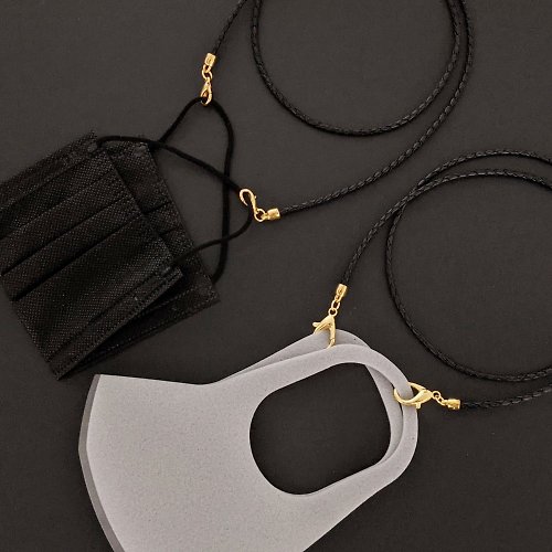 樂在 手作 飾品專賣 enJOY Handmade Bracele 3mm 4mm 5mm黑色編織皮繩 金色扣件 眼鏡鍊 口罩鍊