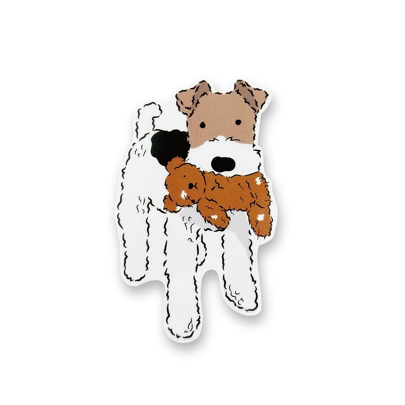 Waterproof Sticker Terrier and Bear - สติกเกอร์ - วัสดุกันนำ้ ขาว