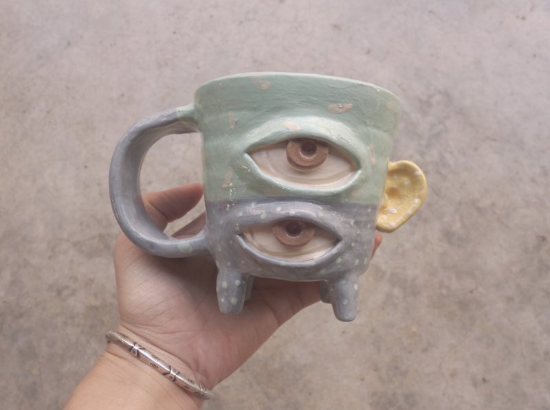 Handmade ceramic mug 2eye in 2tone  :) - Pottery & Ceramics - Pottery Blue