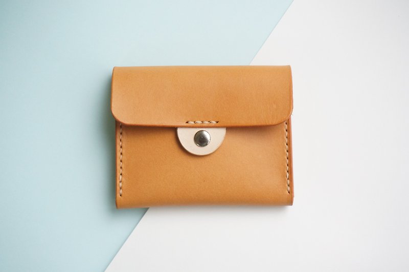 Yellow brown satiety business card holder wallet coin purse card holder wallet - กระเป๋าสตางค์ - หนังแท้ สีเหลือง