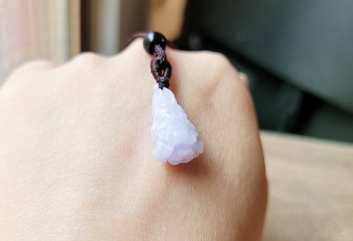 螺絲帽帽工作室 【親翠】天然翡翠 冰潤紫底可愛白菜百財百事來財項鍊 送禮首選
