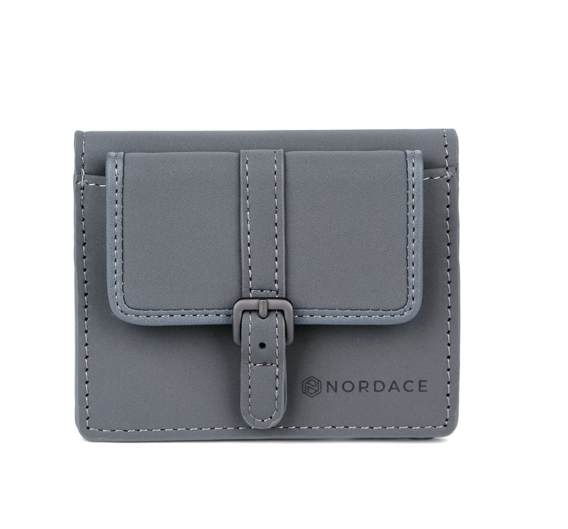 Comino wallet-charcoal gray water-repellent/short clip/card holder/ Silver/coin purse - Wallets - Polyester 