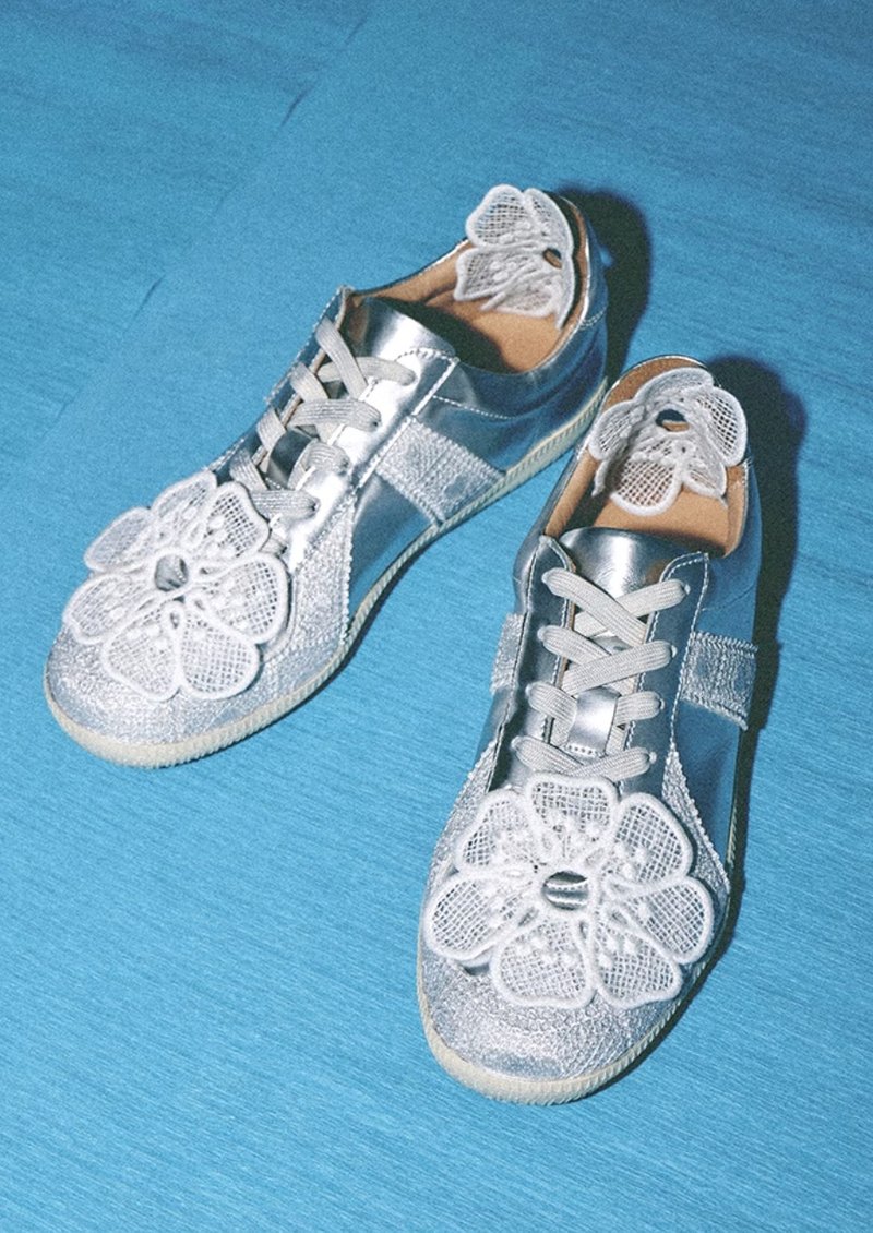 Acid Lace Low-Top Sneaker 酸性蕾絲德訓鞋 真皮 - 男皮鞋 - 真皮 銀色