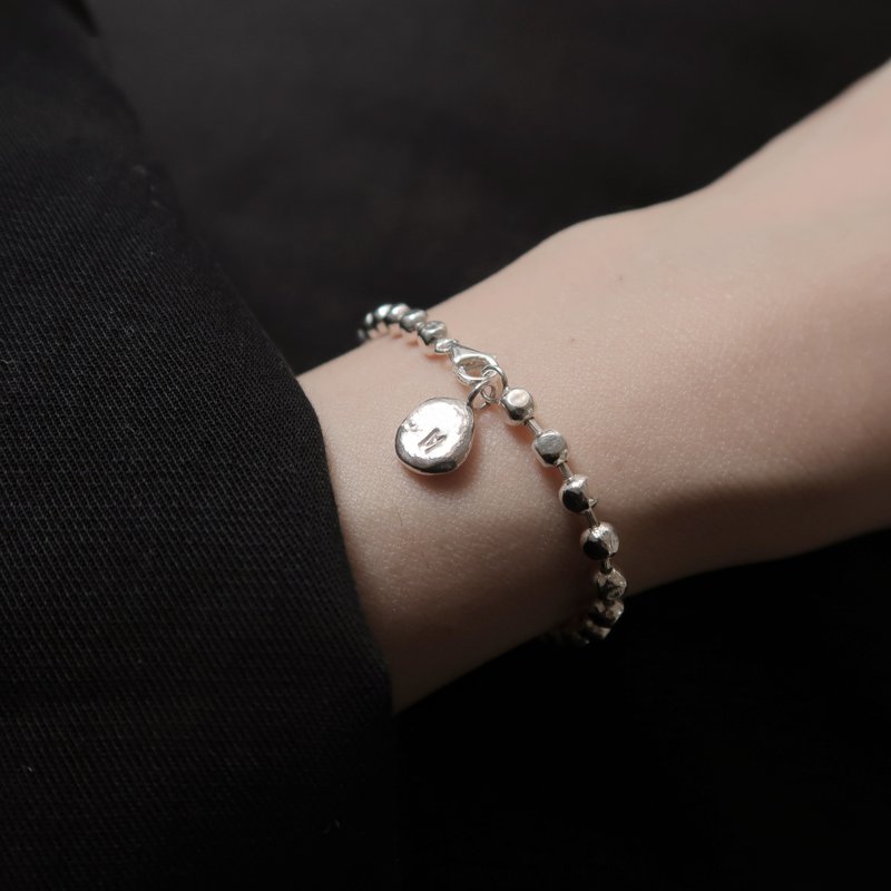 925 sterling silver original tempered square bead chain customized engraved bracelet free gift packaging - สร้อยข้อมือ - เงินแท้ ขาว