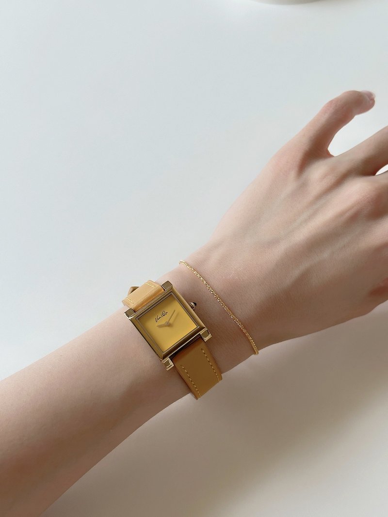 【Ven & Qu】Doris 金色黃色手錶 – 22×29 mm 不鏽鋼錶殼 - 女錶 - 不鏽鋼 黃色
