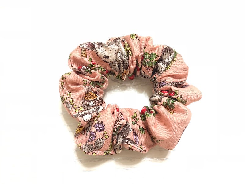Rabbit in a wreath. Orange pink / large bowel hair bundle. Donut hair bundle. Hair ring - Hair Accessories - Cotton & Hemp Pink