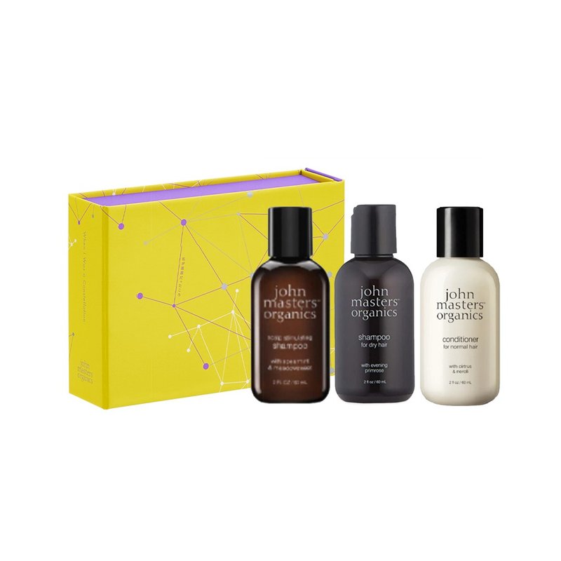 John Masters Organics Vacation Collection Discovery Shampoo & Conditioner Travel Set 60mlx3 - แชมพู - สารสกัดไม้ก๊อก หลากหลายสี