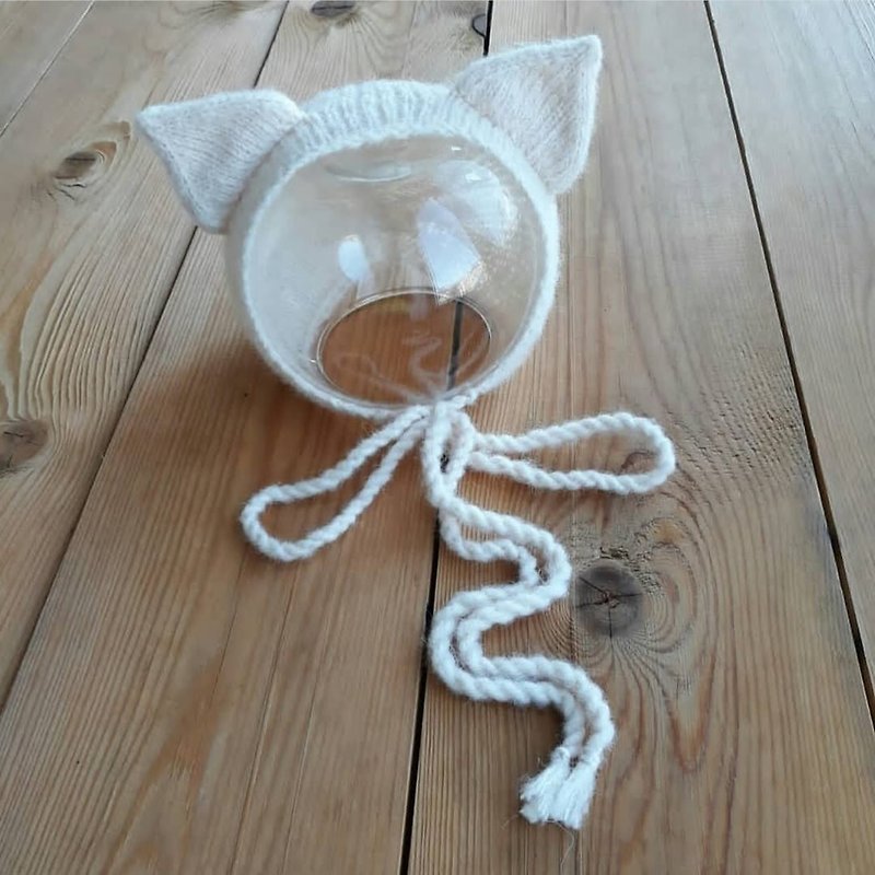 Cat newborn bonnet knitting pattern - เย็บปัก/ถักทอ/ใยขนแกะ - วัสดุอื่นๆ 