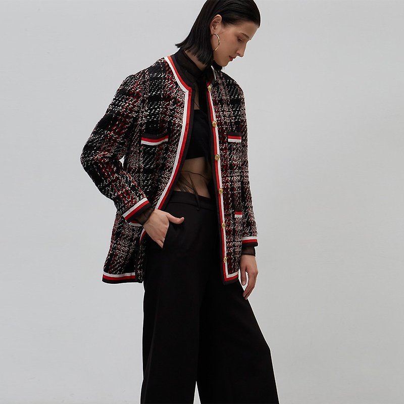 Floral soft piping jacket│Who Cares Taiwan clothing brand - เสื้อแจ็คเก็ต - เส้นใยสังเคราะห์ สีแดง