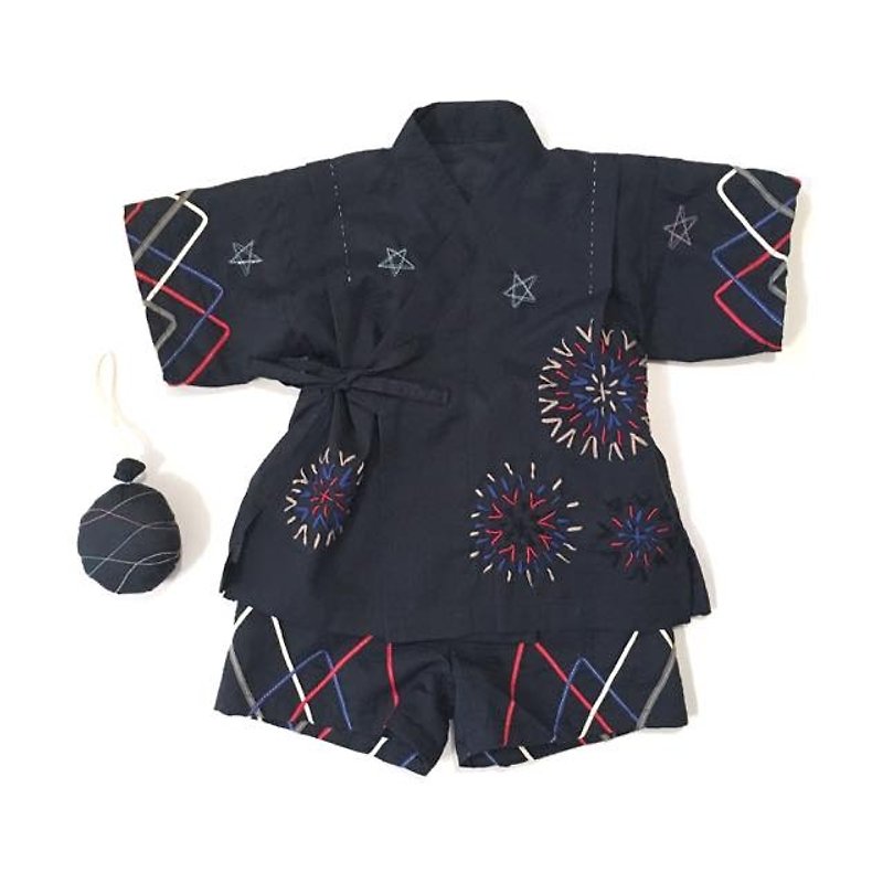 ＜JINBEI＞Japanese summer clothes Kimono of the baby - อื่นๆ - ผ้าฝ้าย/ผ้าลินิน สีน้ำเงิน