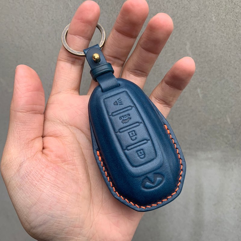 Buttero Leather car key case, car key cover, Infiniti QX30 QX50 QX55 QX60 QX70 - ที่ห้อยกุญแจ - หนังแท้ สีดำ