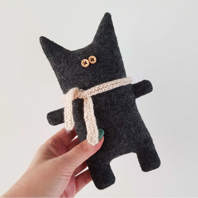 Black cat sewing pattern PDF rag doll tutorial in English, Halloween decor PDF - 手工藝教學/工具書 - 其他材質 