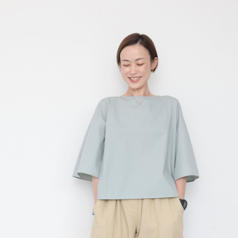 OMAKE.jp 鐘型上衣BellTops 薄荷綠 - 女上衣/長袖上衣 - 棉．麻 綠色
