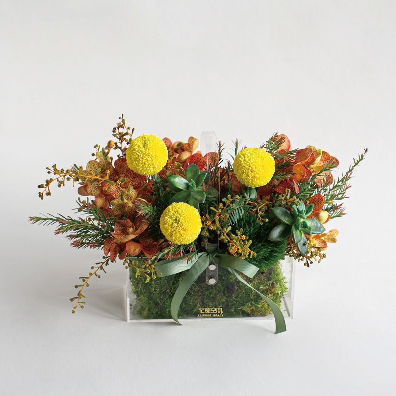 Lanyue-Mid-Autumn Basket Flower Gift - ช่อดอกไม้แห้ง - พืช/ดอกไม้ สีส้ม