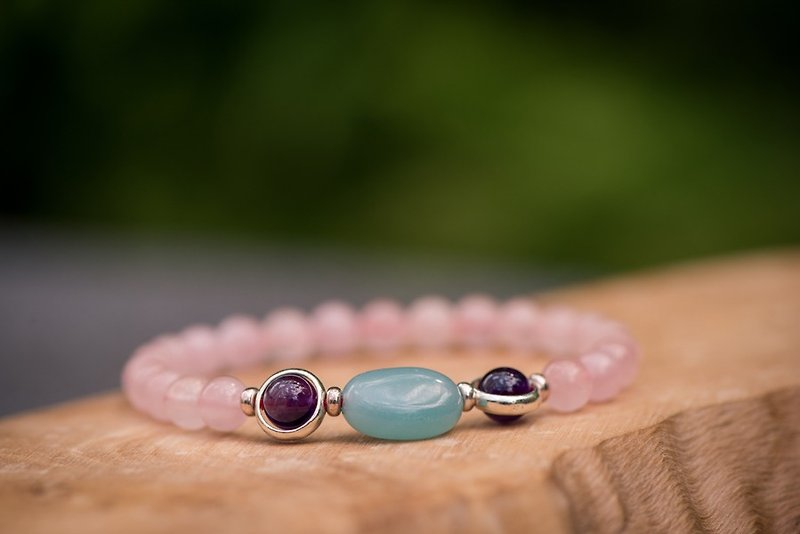 Love is brilliant. 6mm pink crystal amethyst tianhe stone single layer bracelet. - Bracelets - Crystal Pink