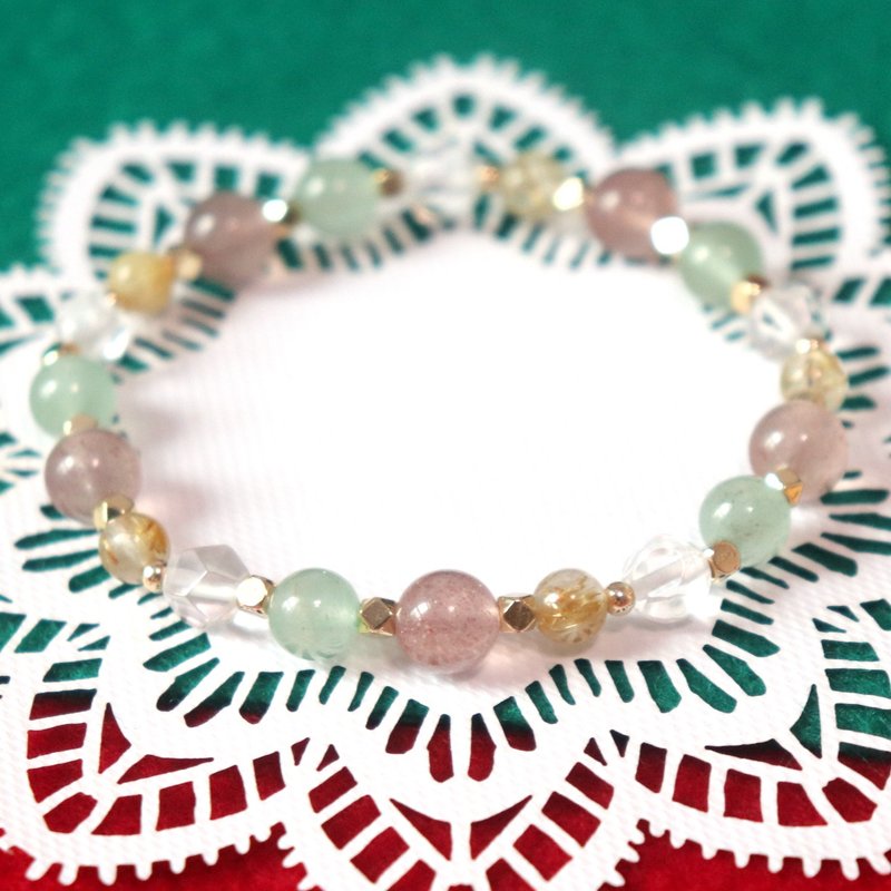 [Christmas Gift] Strawberry Crystal | White Crystal | Lucky | Good Luck | Crystal Bracelet - สร้อยข้อมือ - คริสตัล หลากหลายสี