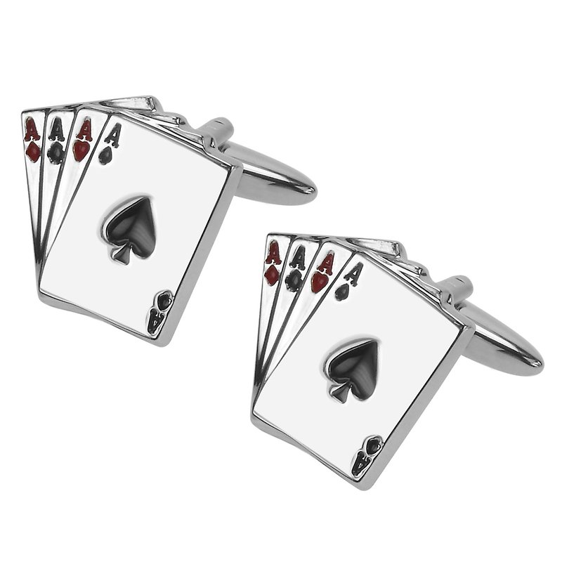 Four Aces Poker Cufflinks - กระดุมข้อมือ - โลหะ หลากหลายสี