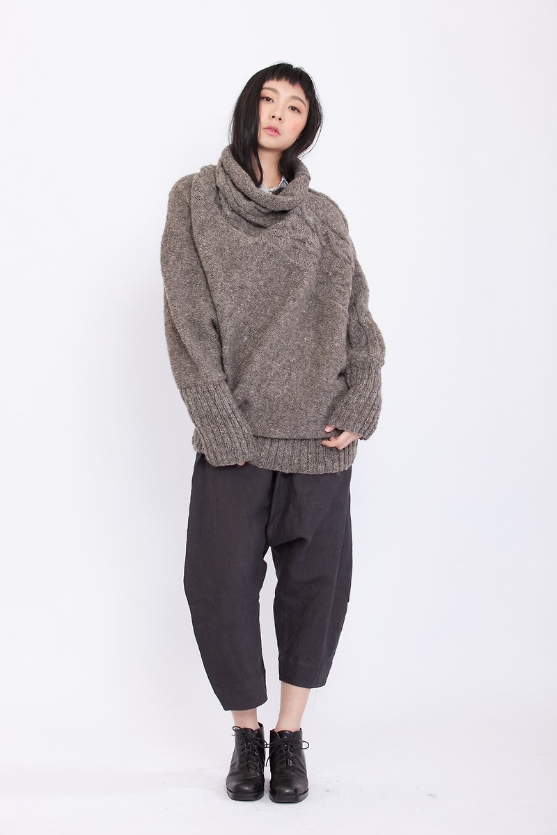 Warm Winter Wool Knitting Irregular Tops _ Fair Trade - สเวตเตอร์ผู้หญิง - ขนแกะ สีเทา