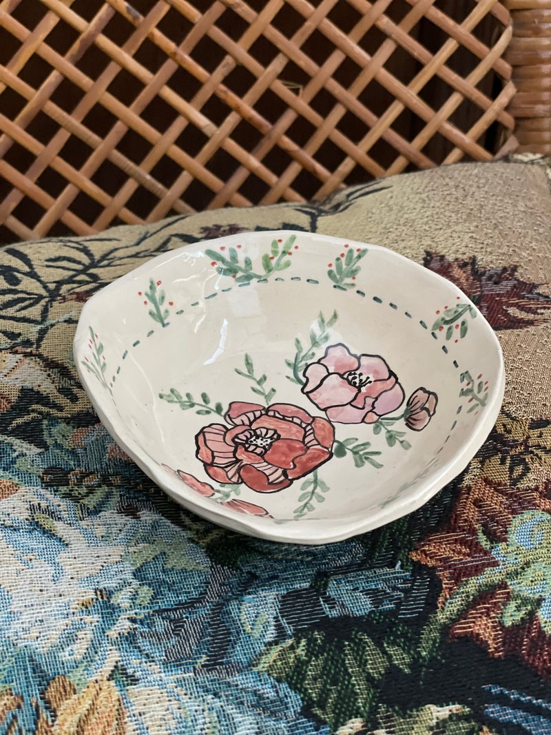 Flower bowl - 茶壺/茶杯/茶具 - 陶 紅色