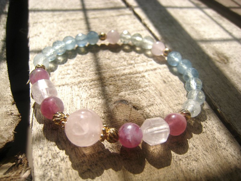 [Stone for October] Dark Fragrance [Plum Tourmaline Bracelet] Crystal Bracelet - Bracelets - Crystal Pink