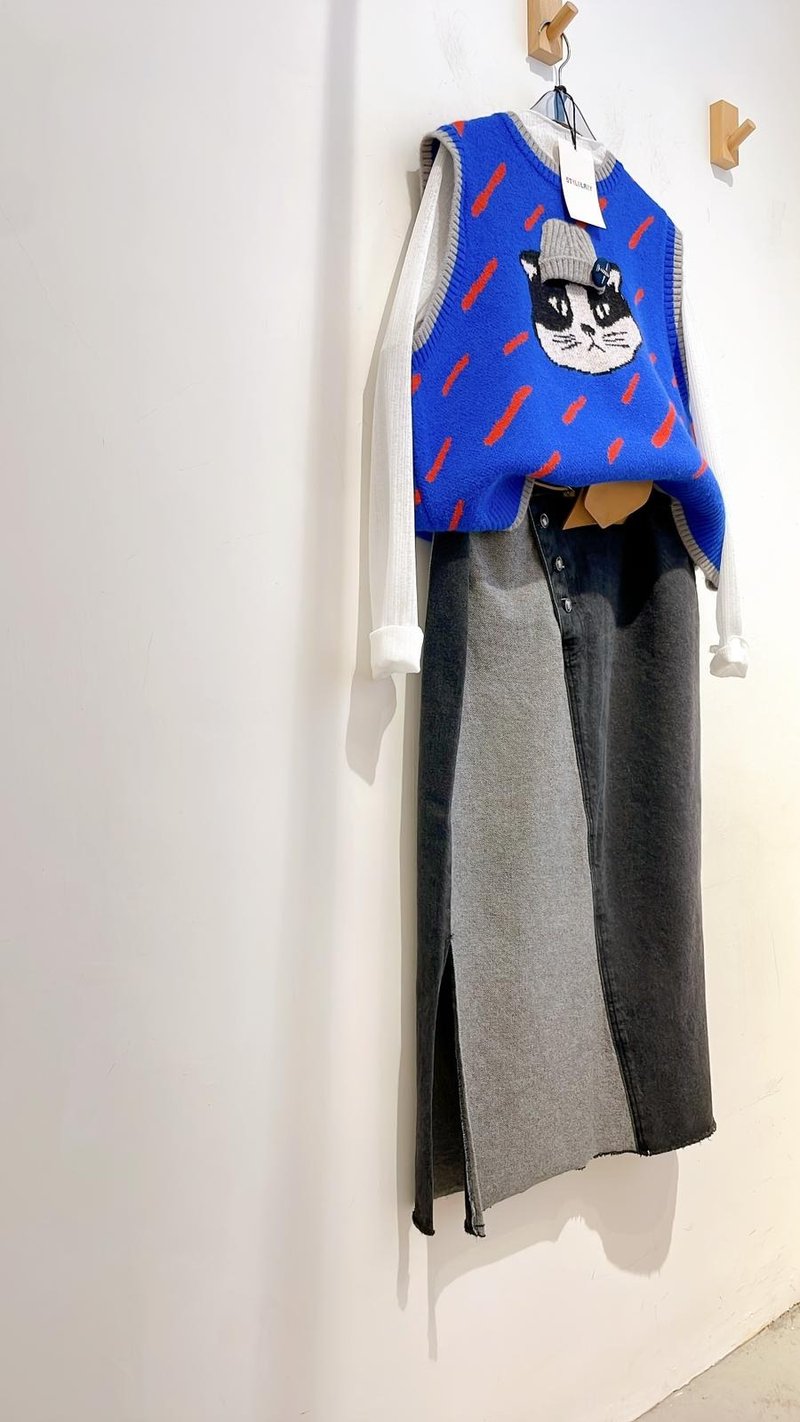 2025fw 針織背心top - 背心/無袖上衣 - 其他材質 藍色