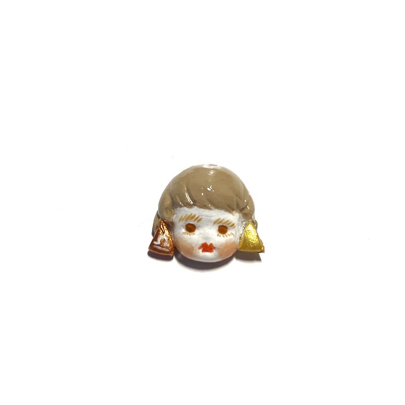Resin clay cute doll Libra constellation earrings ear clips - ต่างหู - เรซิน สีกากี