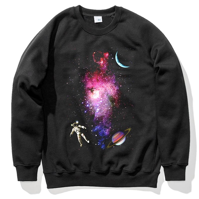 Outer Space大學T 刷毛 中性版 黑色 外太空 宇宙 銀河系 星星 地球 天文 攝影 極光 天文 太陽 行星 星球 - T 恤 - 棉．麻 黑色