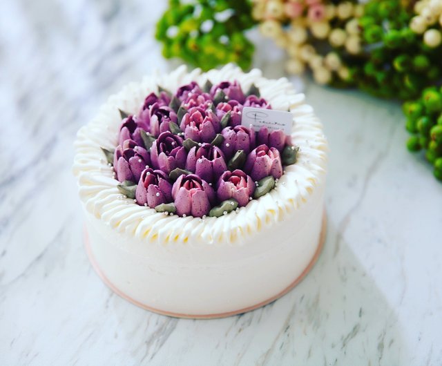 6インチのロマンチックなチューリップ バラの花のケーキ 誕生日ケーキ 花のケーキ 5 7日配達 ショップ Felicitas Patisserie ケーキ デザート Pinkoi