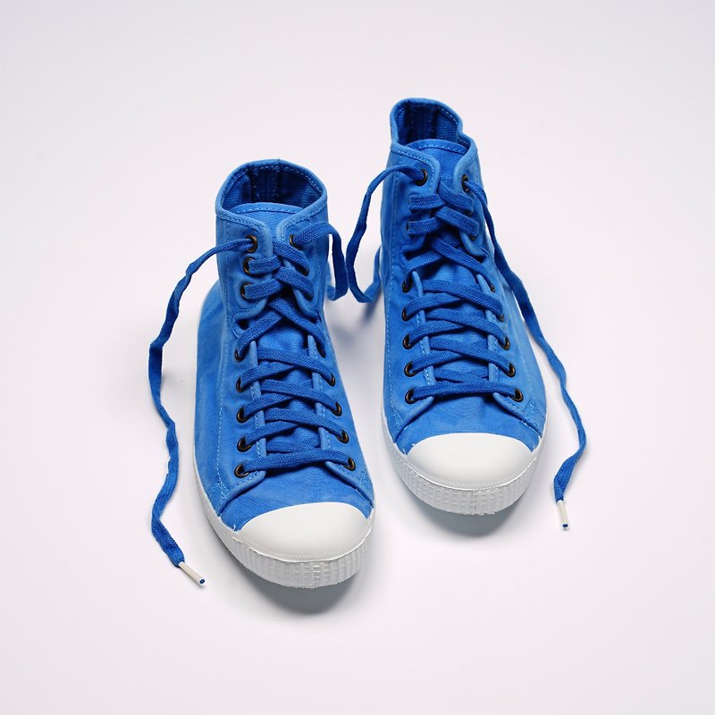 西班牙帆布鞋 CIENTA 61777 59 淺藍色 洗舊布料 大人 高筒 - 女款休閒鞋 - 棉．麻 藍色