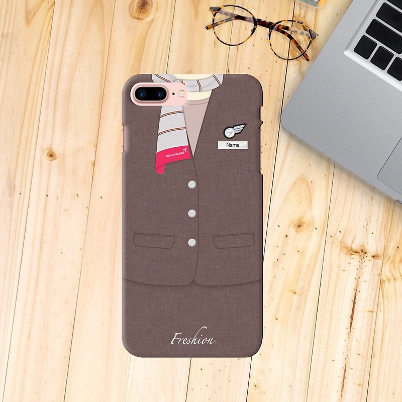 Asiana Airlines Korea Airlines Air Hostess Fight Purser Red iPhone Samsung Case - Phone Cases - Plastic Khaki