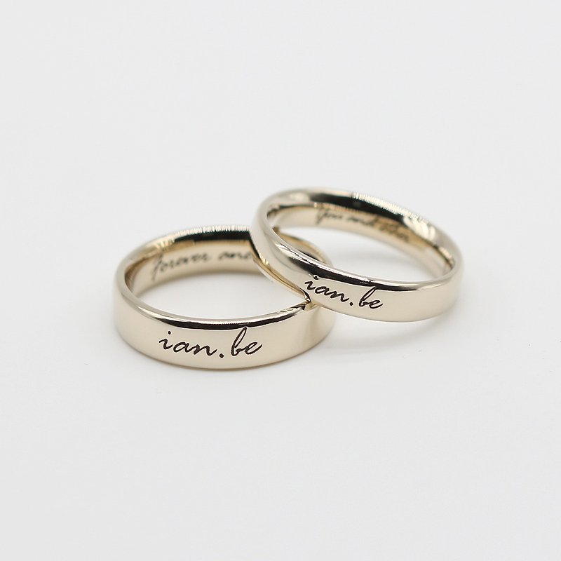 Classic Engraving Ring 14K Gold Ring Wedding Ring Customized Engraving - แหวนทั่วไป - เครื่องประดับ สีทอง