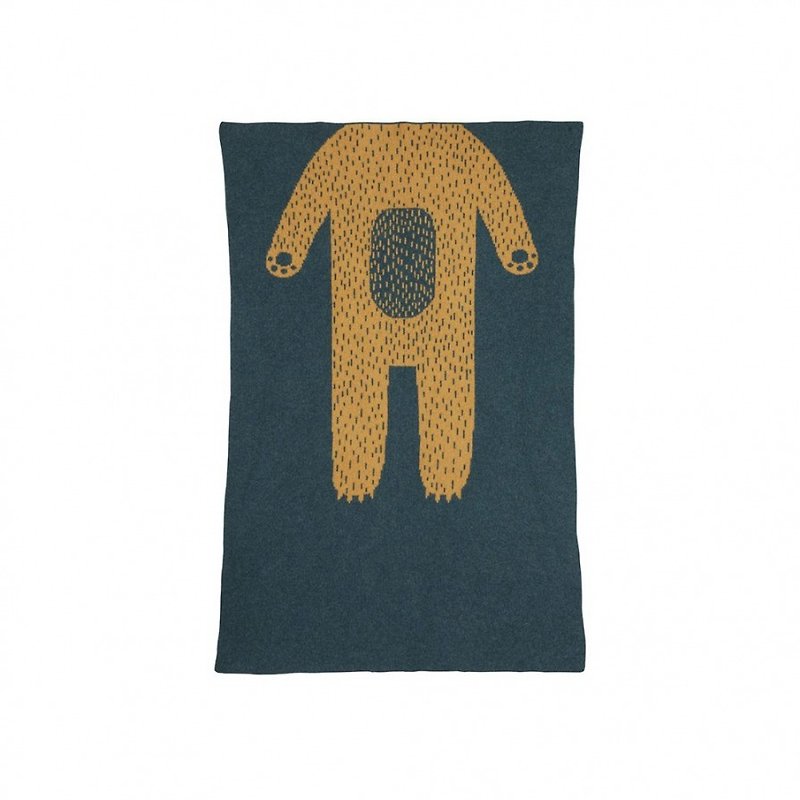 小熊純羊毛織毯-藍綠 | Donna Wilson - 被/毛毯 - 羊毛 綠色