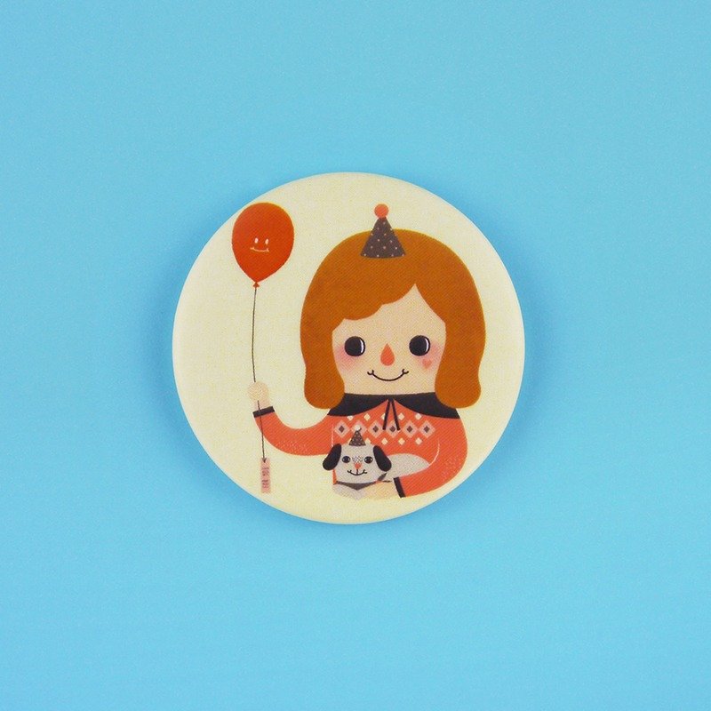 Hold The Happy Balloon - 1.75" (44mm) Button Badges or Magnets - Happy Pinning - Brooches - Plastic Multicolor