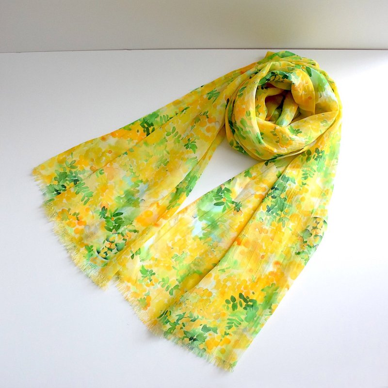 Vibrant mimosa large rayon chiffon stole - Knit Scarves & Wraps - Eco-Friendly Materials Yellow