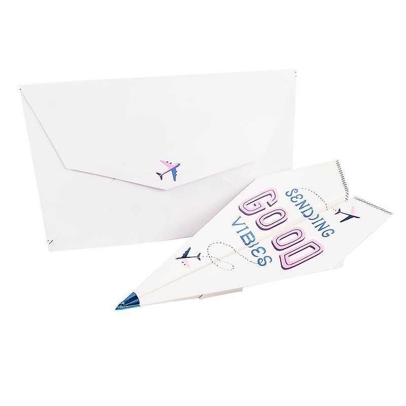 立体の小さなカード紙飛行機[UpWithPaper-立体カードの誠実な祝福] - カード・はがき - 紙 ホワイト