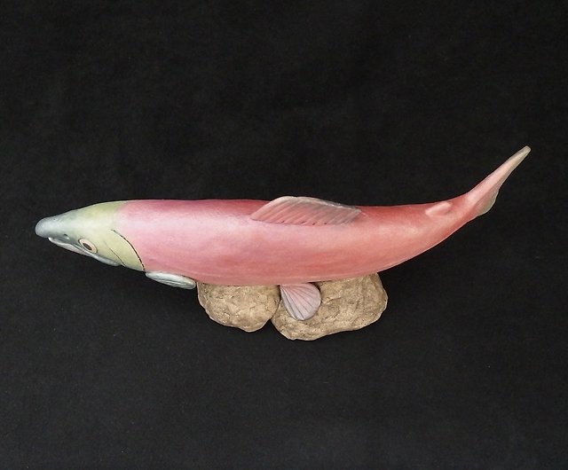 Ceramic Male Sockeye Salmon (Length:10.1in), Hand-built Ceramic