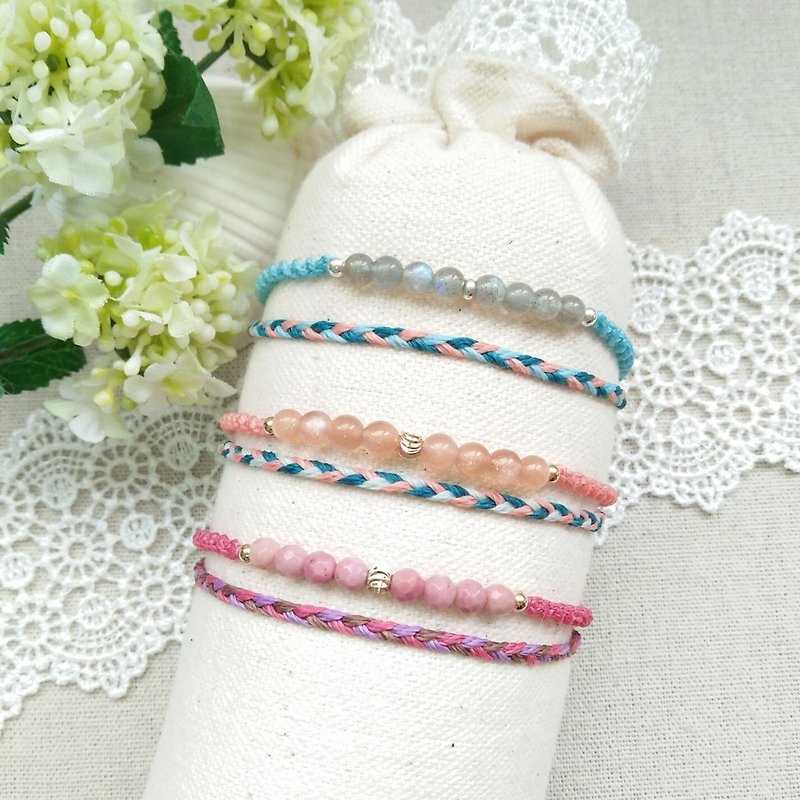 BUHO hand-made. Pastel. Natural Stone X South American Brazilian Wax Line Bracelet - Bracelets - Crystal Multicolor