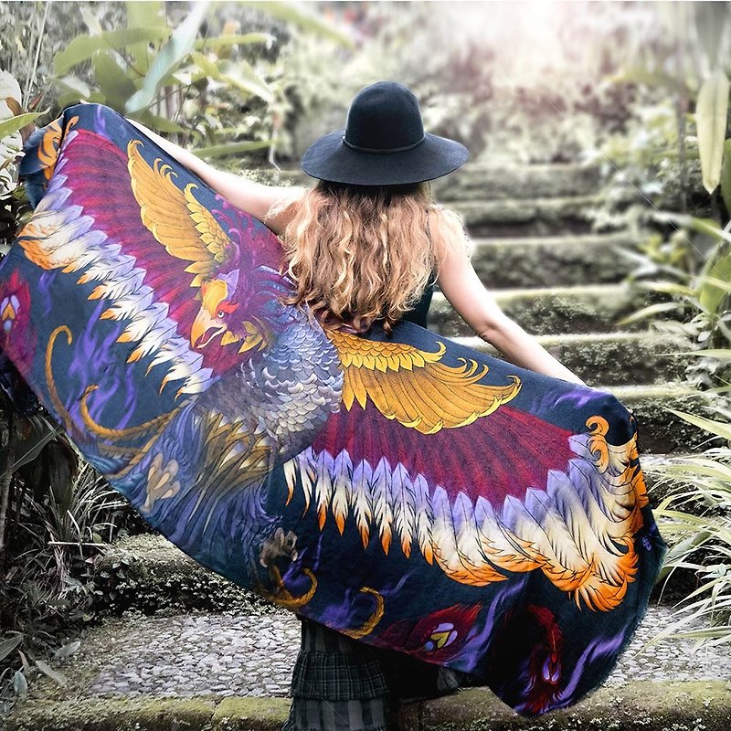 Phoenix Scarf - Silk Cashmere - ผ้าพันคอ - ผ้าฝ้าย/ผ้าลินิน 
