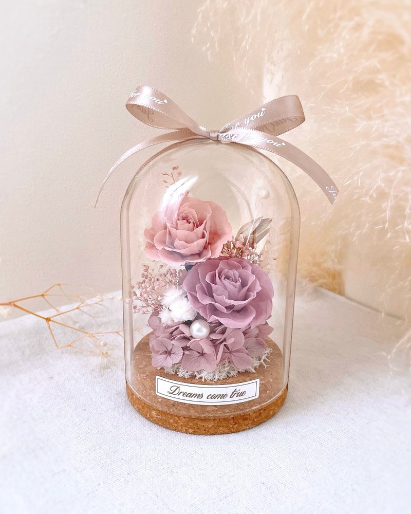 永生花玻璃盅-霧粉紫 l 不凋花玻璃盅 日本玫瑰 乾燥花盅 - 乾燥花/永生花 - 植物．花 紫色